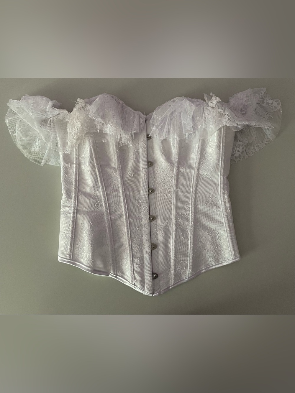 Amazon White Lace Off-Shoulder Corset Top